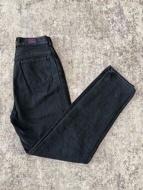 Vintage 90s Black Mom Jeans | High Rise Straight Leg Denim | Faded Wash Size 26